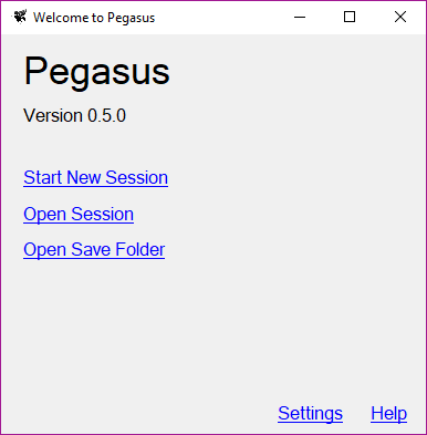 Pegasus Start Screen
